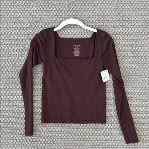 Free People Red Long Sleeve Fitted Top
